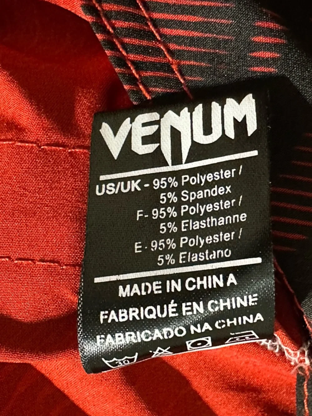 Venum Fight Team MMA kickboxing shorts Size Large black red